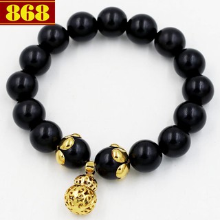 Vòng tay gỗ mun 12 ly cẩn hồ lô a510