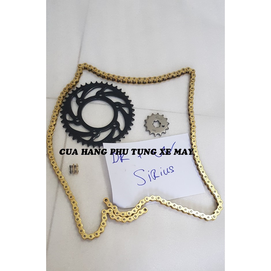 Trọn bộ sên nhông dĩa Recto xe Dream/ Wave/ Sirius ( sên vàng 9 li Mã Lai )