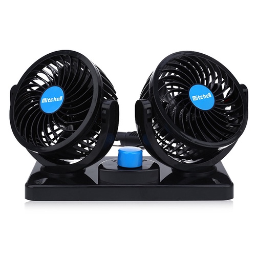 Quạt Đôi 12V Cho Ô Tô XOAY 360 độ, quạt gió để bàn hoặc trên xe tiện lợi