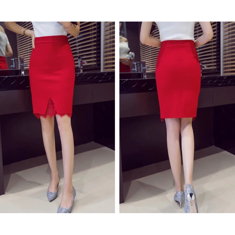 chân váy bút chì phối ren xẻ tà siêu xinh | BigBuy360 - bigbuy360.vn