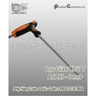 Tay vặn lục giác chữ t asaki - đầu bi 6mm