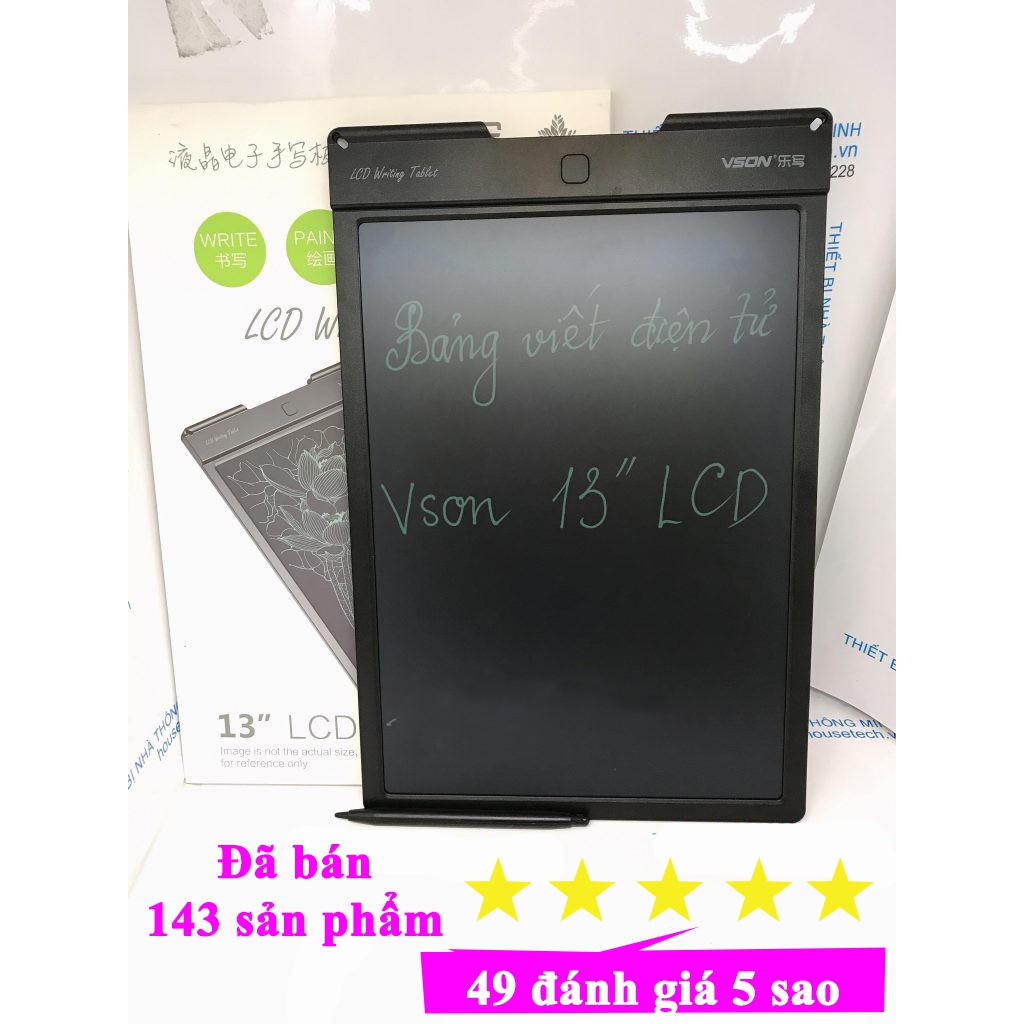 Bảng viết, vẽ điện tử thông minh VSON 13 inch (cỡ lớn) có nút chống xóa khi viết, nét vẽ rõ và đậm