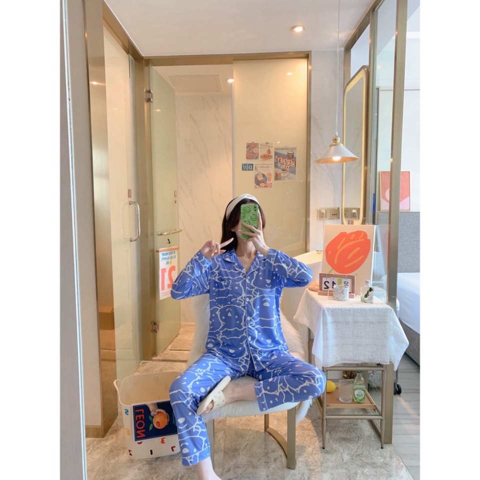 Bộ pijama dáng dài, bộ mặc nhà nữ đồ ngủ mùa hè dễ thương kate thái chất đẹp mát Daily đẹp