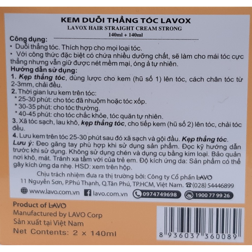 Combo 02 hủ dập duỗi tóc Lavox Professiona dành cho mọi loại tóc 140mlx2