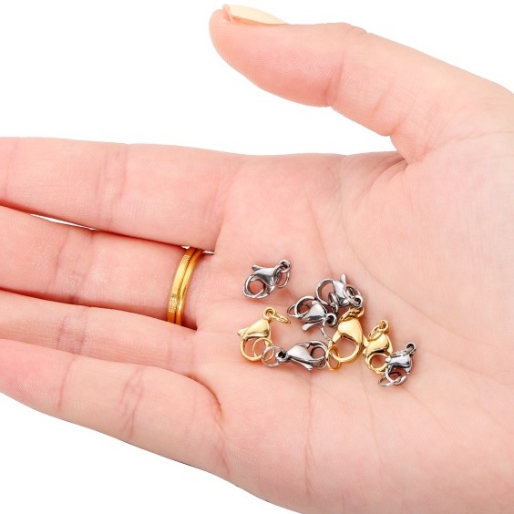 Set 5 kẹp tôm hùm kèm 10 khoen tròn St.kunkka làm vòng tay bằng thép không gỉ