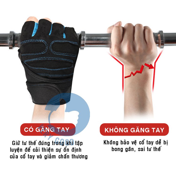 Găng bao tay tập gym đi phượt xe máy du lịch thể thao kiểu cụt ngón có bao đệm lưới cực êm tiện dụngsupper