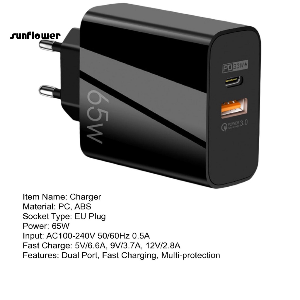 Cốc sạc Lenovo 65W QC3.0 gắn tường tiện dụng cho điện thoại