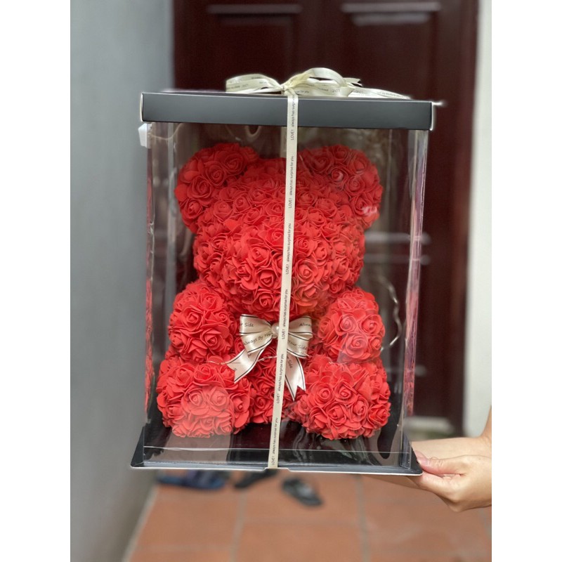 Gấu hoa size 40cm full hộp đèn