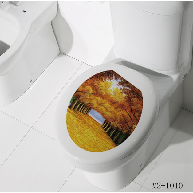 Decal dán toilet cao cấp - Họa tiết Khung rừng Mùa Thu