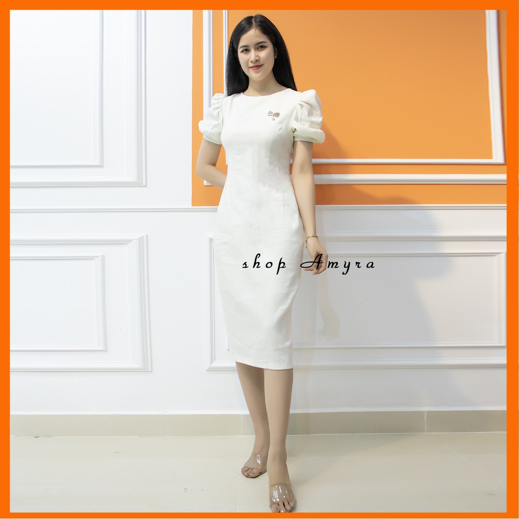 [Mã WAMT1505 giảm 10K đơn 0K] Đầm body dự tiệc 💖 FREESHIP 💖 xẻ tà - Váy trắng body vải linen - AMYRA DA01 | BigBuy360 - bigbuy360.vn