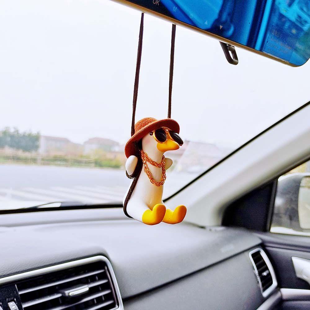 Móc Khóa Hình Vịt Cao Bồi Hoạt Hình Sáng Tạo Trang Trí Gương Chiếu Hậu Xe Hơi
