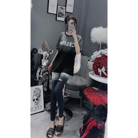 Áo Phông Loang Phối CELI Hot Trend Form Rộng Unisex Kiểu Dáng Cá Tính Freesize Tay Lỡ Cổ Tròn