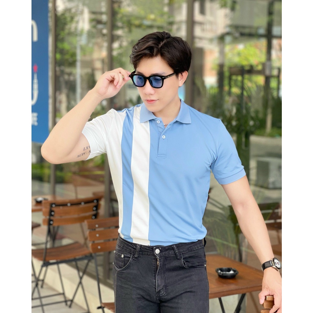 Áo thun polo nam PHỐI cao cấp cổ bẻ vải cá sấu cực đẹp size VNXK