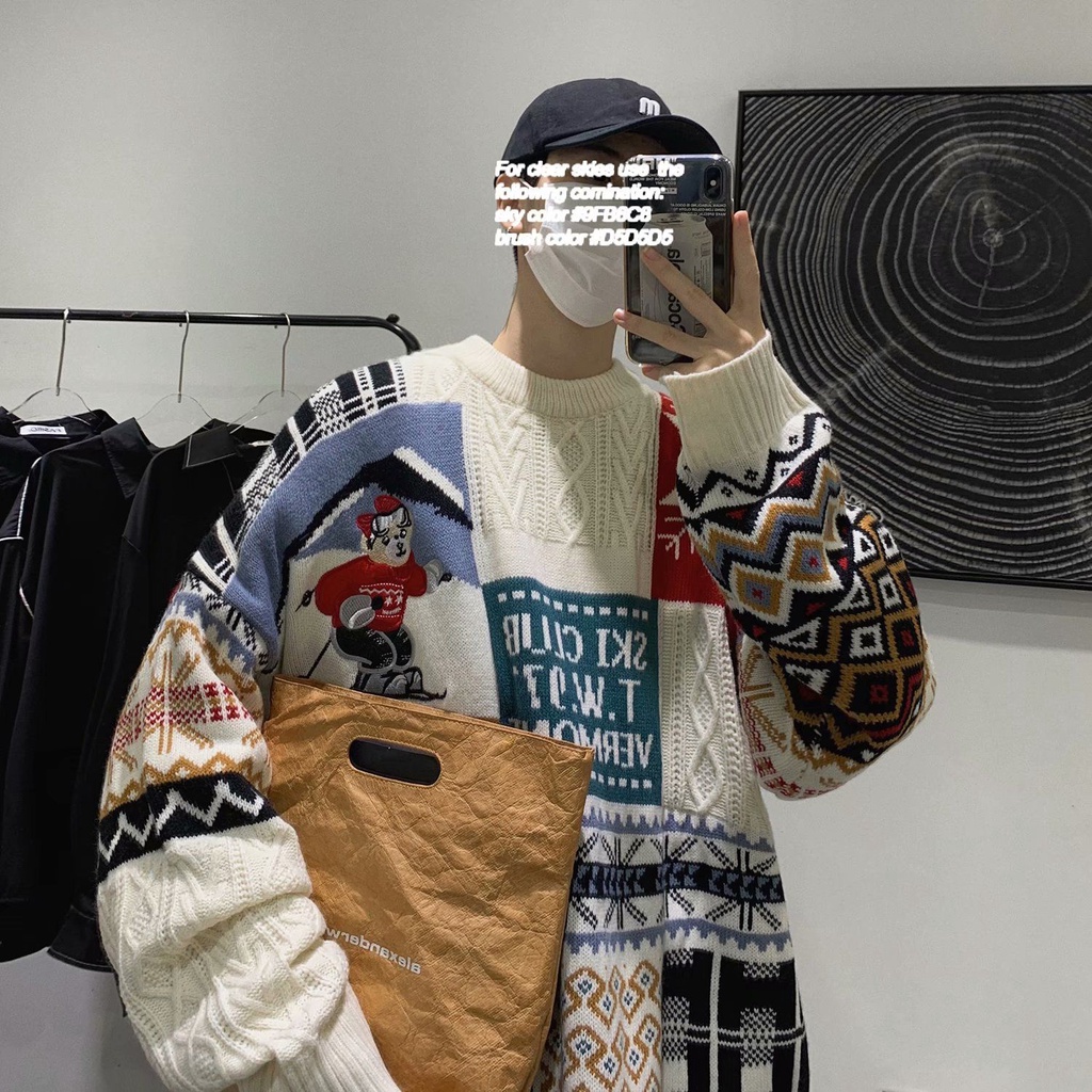 Áo Sweater Cổ Tròn Dáng Rộng Thời Trang Thu Đông Phong Cách Nhật Bản Cho Nam