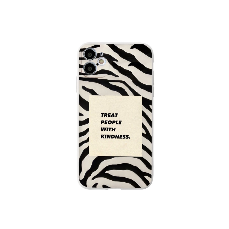 Ốp iphone - Ốp lưng iphone cạnh vuông kindness vân đen dành cho ip 6 đến 14promax - ng050