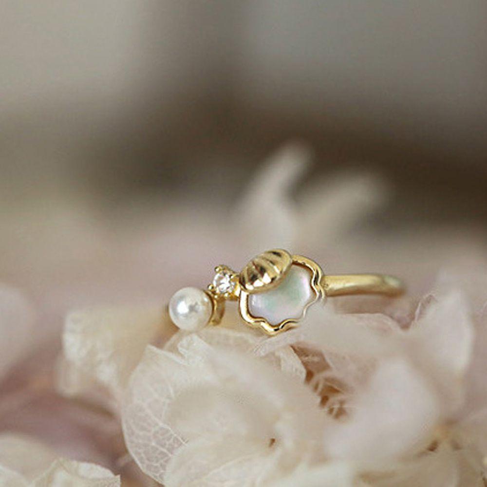 Nhẫn Hở Hình Vỏ Sò Đơn Giản Thời Trang Pháp Cổ Điển Cho Nữ