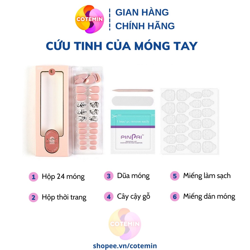 Móng tay giả 24 móng PINPAI thời trang cao cấp xinh xắn dễ thương dễ sử dụng COTEMIN  MÃ F779