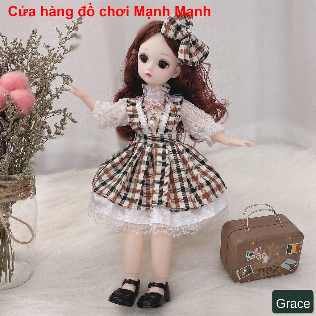 bé dễ thương 30 cm Barbie bộ công chúa nhỏ 3D mắt 22 khớp 6 điểm bjd net búp bê màu đỏ trẻ em   đồ chơi