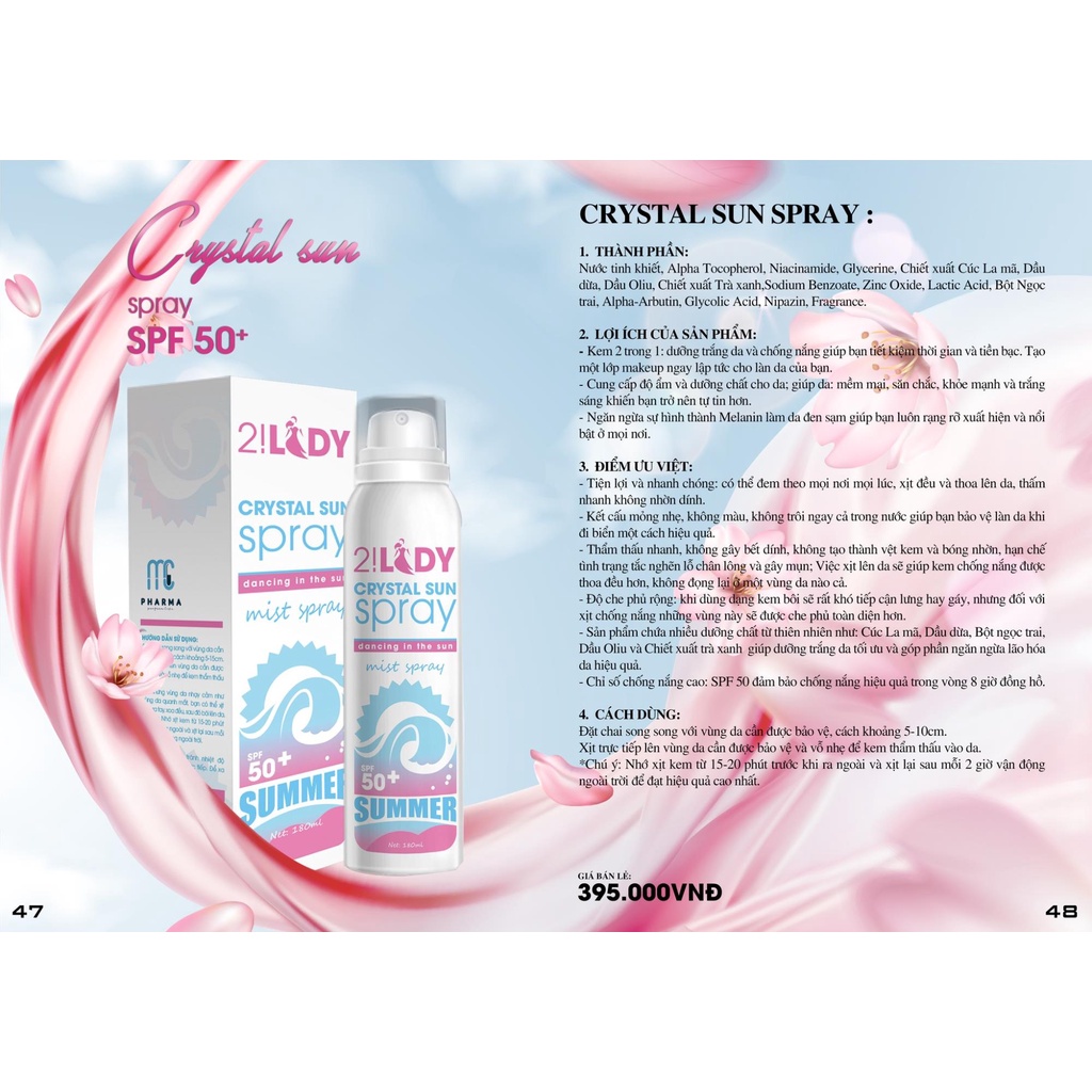 Xịt chống nắng, dưỡng trắng, giữ ẩm 2LADY CHINH HÃNGMagic Skin