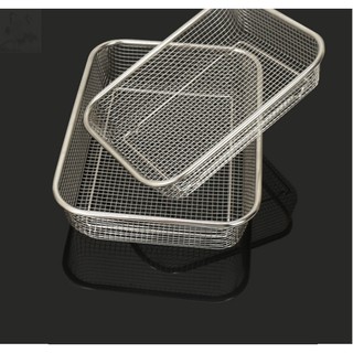 [Inox Sáng Bóng] Rổ Inox Hình Chữ Nhật Lưới Thưa Cao Cấp, kích thước 30cmx22cmx7cm. Dụng cụ nhà bếp