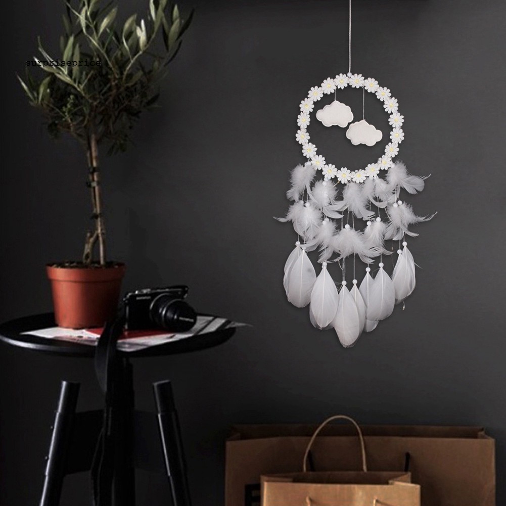 Dream Catcher phối lông vũ / hoa / mặt hình mây xinh xắn dùng trang trí nội thất
