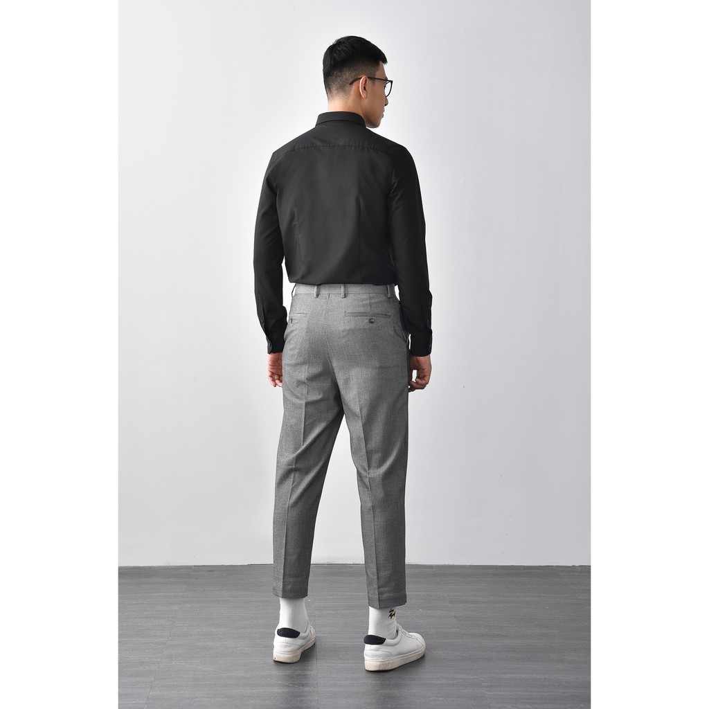 Áo sơ mi nam tay dài đen modal, nẹp liền slimfit - Routine SM1152007 | BigBuy360 - bigbuy360.vn