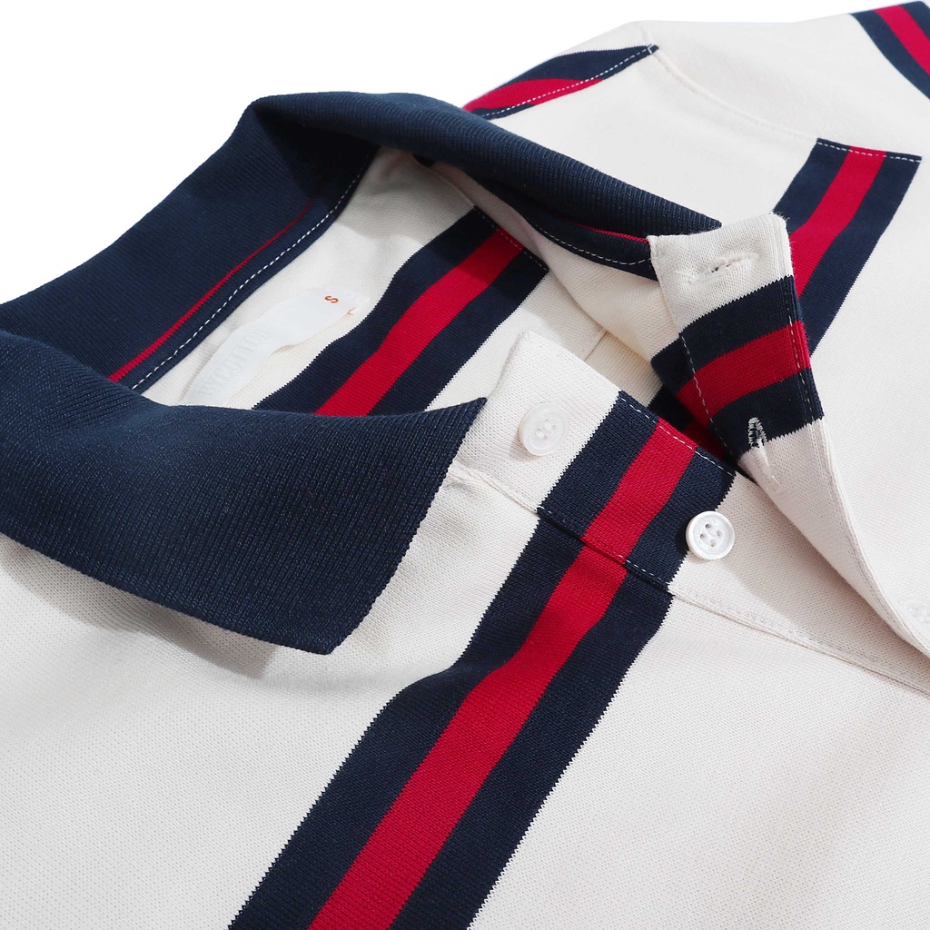 Áo Thun Polo Nam Cổ Bẻ Sọc Xanh Đỏ BY COTTON Red Navy Stripe Polo | BigBuy360 - bigbuy360.vn