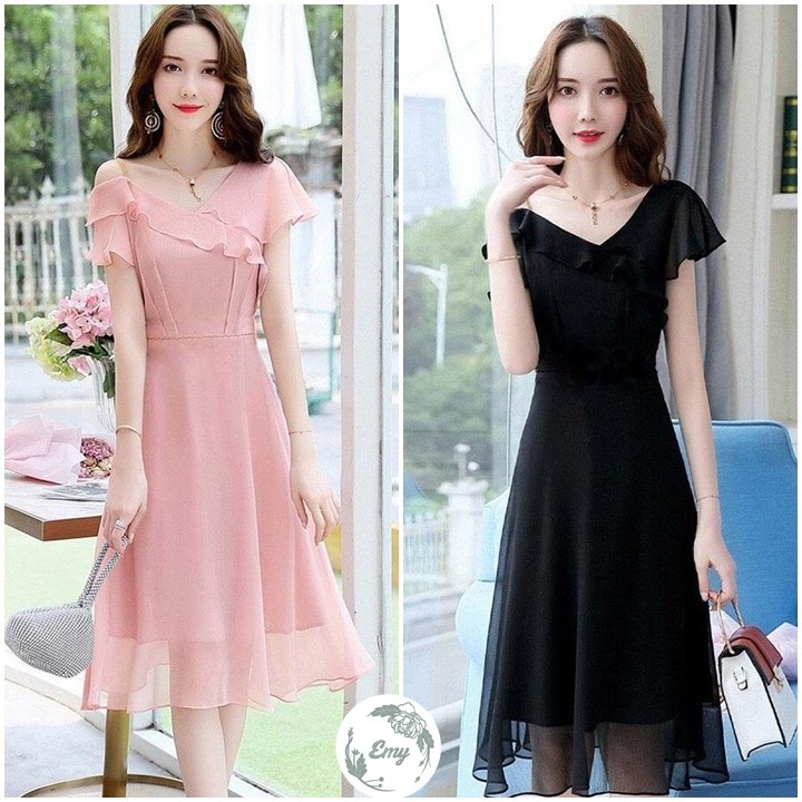ĐẦM VOAN LỤA DỰ TIỆC NHẸ NHÀNG ĐỦ SIZE S,M,L,XL,XXL - 75615 | BigBuy360 - bigbuy360.vn
