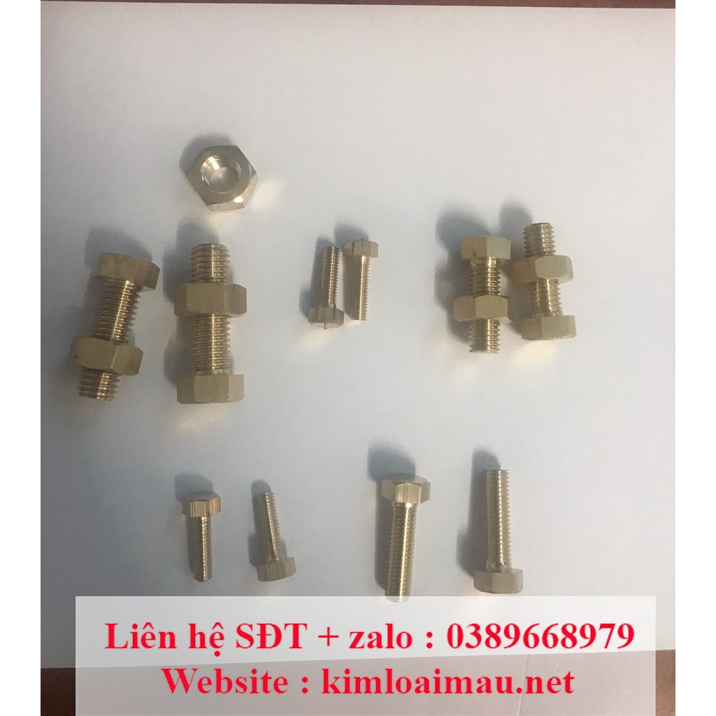 5 cái Bu Lông - Ecu M6, M8, M10, M12 đầu lục giác bằng đồng vàng