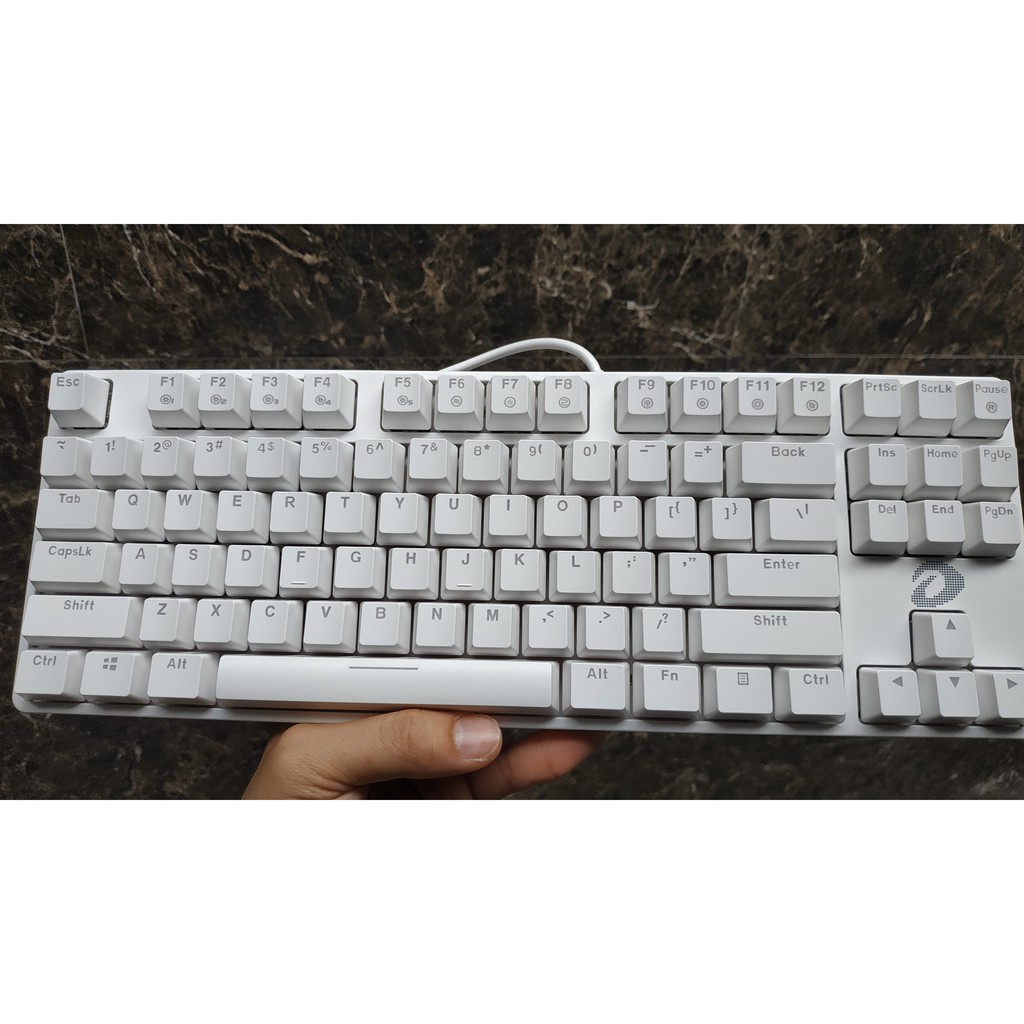 Bàn phím cơ Gaming DareU EK87 WHITE/ 87 KEYS/ Màu trắng/ ICE-BLUE LED (Blue/ Brown/ Red D switch) - BH 2 năm