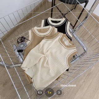 Áo len 3 lỗ, áo tanktop len phối viền - titto closet