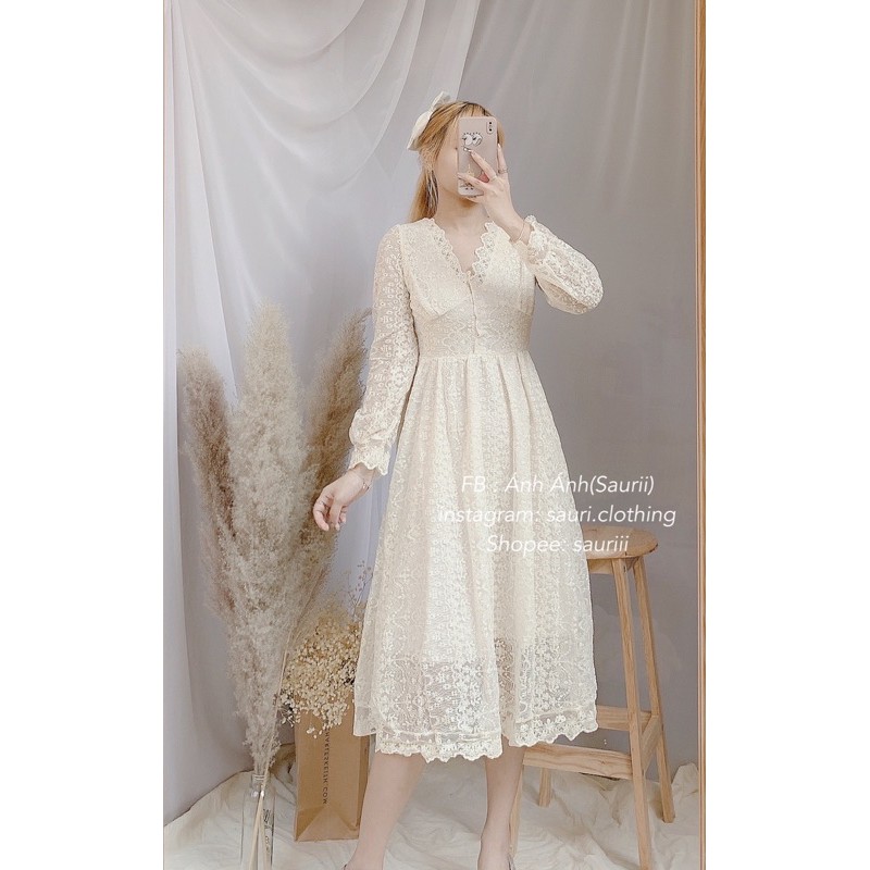 SẴN🖤Đầm maxi tiểu thư ren Mềm mịn công chúa |Đầm xoè ulzzang cổ v vintage dạo phố xinh xắn|Đầm dự tiệc sang chảnh | BigBuy360 - bigbuy360.vn