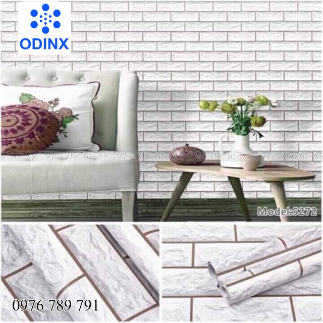 10M Giấy Dán Tường Gạch 3D Có Keo Sẵn Khổ 45cm Đủ Màu Cho Phòng Khách