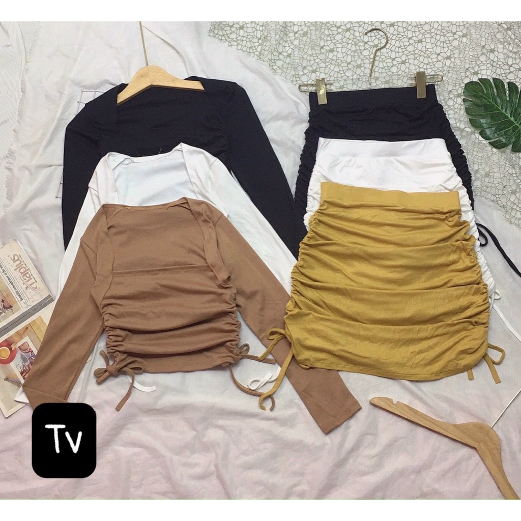 chân váy ngắn rút dây 2 bên hông xinh tv