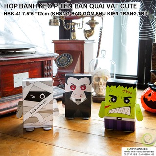 SET 2 HỘP GIẤY ĐỰNG BÁNH KẸO HALLOWEEN PHIÊN BẢN QUÁI VẬT MUMMY DRACULA FRANKENSTAIN CUTE HÀN QUỐC HBK-0041