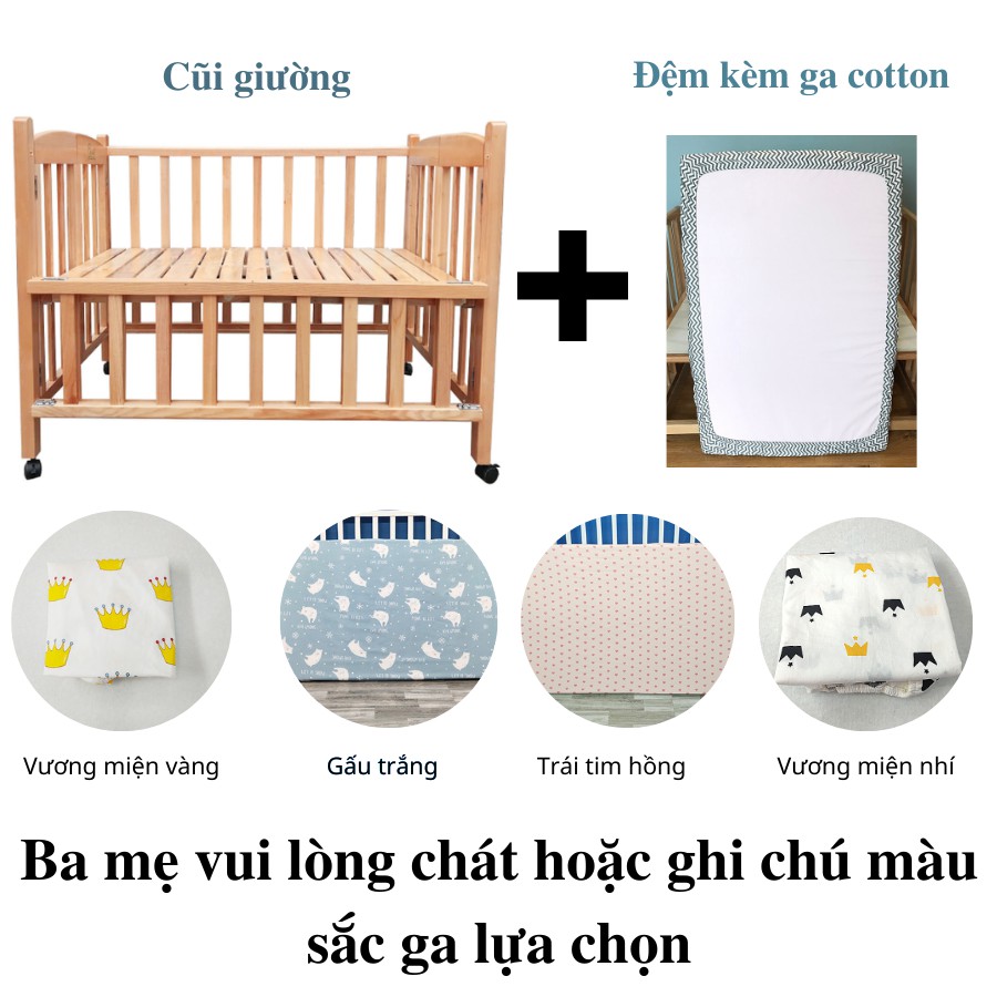 Cũi giường cho bé 4IN1 GOLDCAT chất liệu gỗ quế tự nhiên,bổ sung tính năng chống trào ngược ,bảo hành 3 năm.
