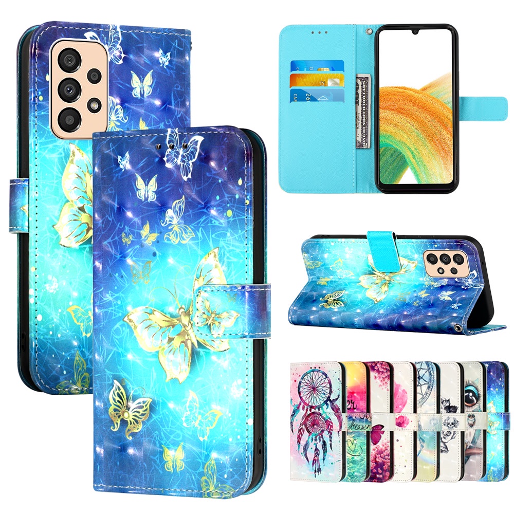 Bao Da Điện Thoại Nắp Lật In Họa Tiết 3D Cho Samsung Galaxy A13 Lite 4G A13 5G A52 A52S A72 4G 5G A21S Ốp