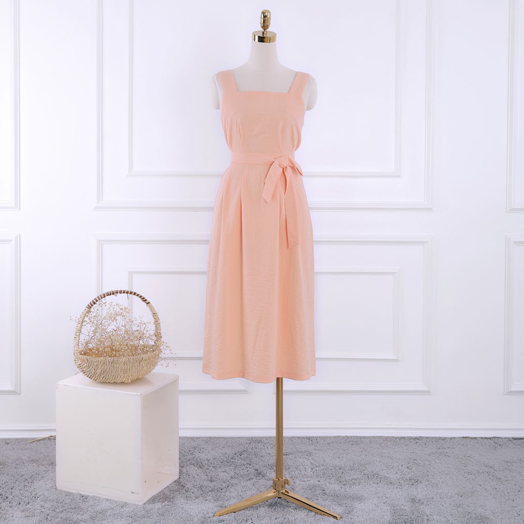 Đầm maxi nữ 2 dây thắt nơ eo hở lưng quyến rũ, sang trọng, thiết kế cao cấp TK FASHION DK951