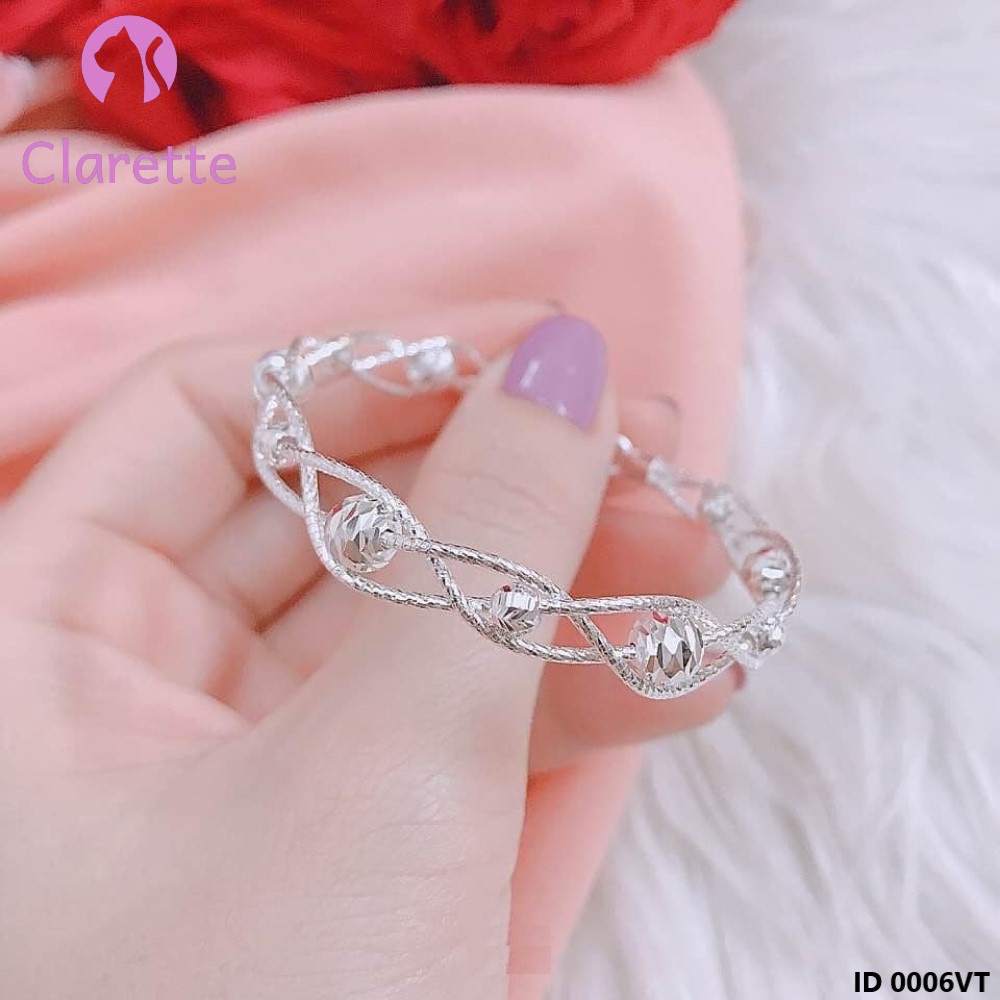 Vòng tay bạc xoắn mix bi Clarette 0006VT