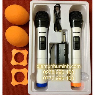 Bộ sản phẩm bao gồm 2 micro, 1 đầu thu, 1 dây sạc ( tặng kèm bông lọc micro và chống lăn micro )