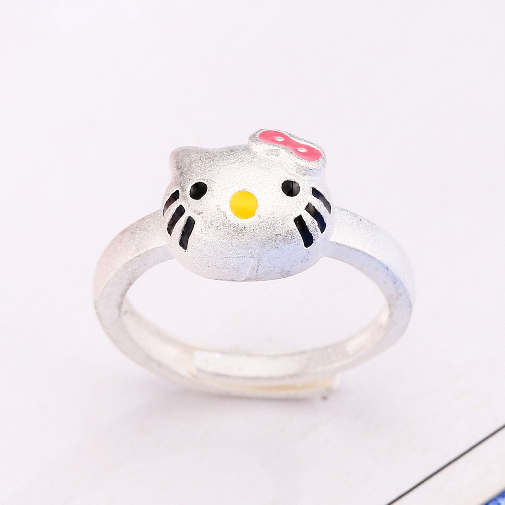 Nhẫn đeo ngón tay dạng mở thiết kế hình Hello Kitty dễ thương thời trang