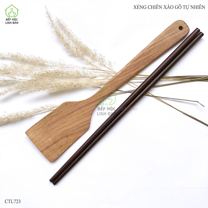 Xẻng Chiên Xào Gỗ Tự Nhiên Để Mộc HAHANCO  An Toàn Cho Sức Khỏe