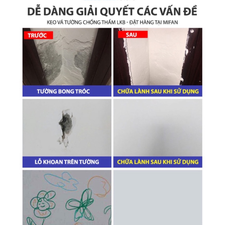 Keo Vá Tường Chống Thấm LKB 250gr, Trám Trét Vết Nứt Khe Hở Tường - Chống Mốc Ẩm GALA HOME