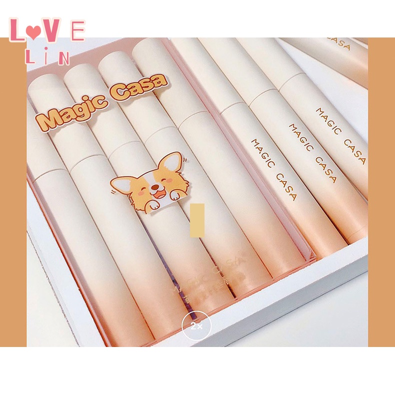 Set 5 Son Kem Lì Mịn Mượt Như Nhung Hình Chó corgi Dễ Thương