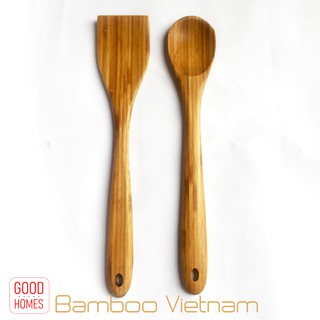 [SET 1+1] Bộ muôi thìa & xẻng đảo bằng tre ép cao cấp xuất khẩu [SPOTU]