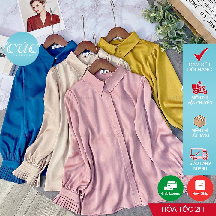 Áo sơ mi nữ CÚC FASHION somi tay ngắn cao cấp vải lụa đẹp kiểu công sở trắng nhiều màu áo cộc cổ lưới ngọc cao cấp A1167