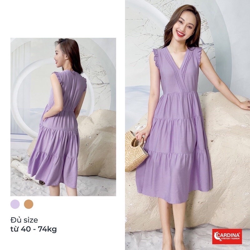 Váy Đũi  Sát Nách Vai Bèo 𝐂𝐀𝐑𝐃𝐈𝐍𝐀 KIểu Dáng Nhẹ Nhàng Nữ Tính 2VD06
