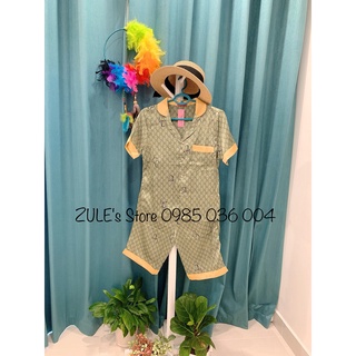Bộ ngủ Pyjama quần lửng chất liệu lụa cao cấp