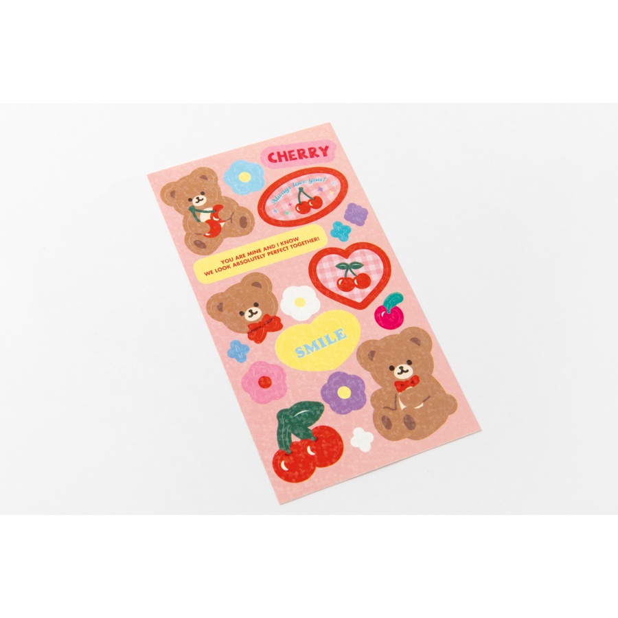 Set Sticker ARTBOX Hàn Quốc Họa Tiết Cherry Và Gấu Trang Trí Điện Thoại Z Flip 3