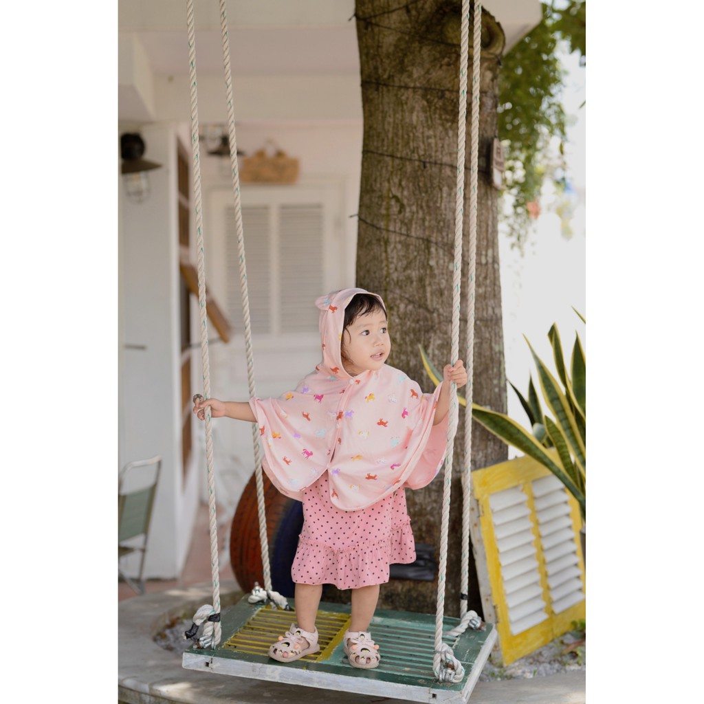 Áo Choàng/ Áo Khoác Cánh Dơi Cho Bé Gái- Cotton hoạ tiết xinh xắn